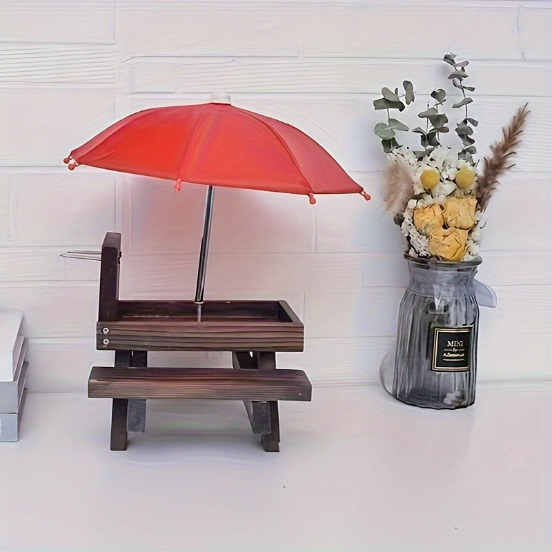 Eichhörnchen-Picknickbank mit Schirm – Automatische Futterstation aus langlebigem Holz