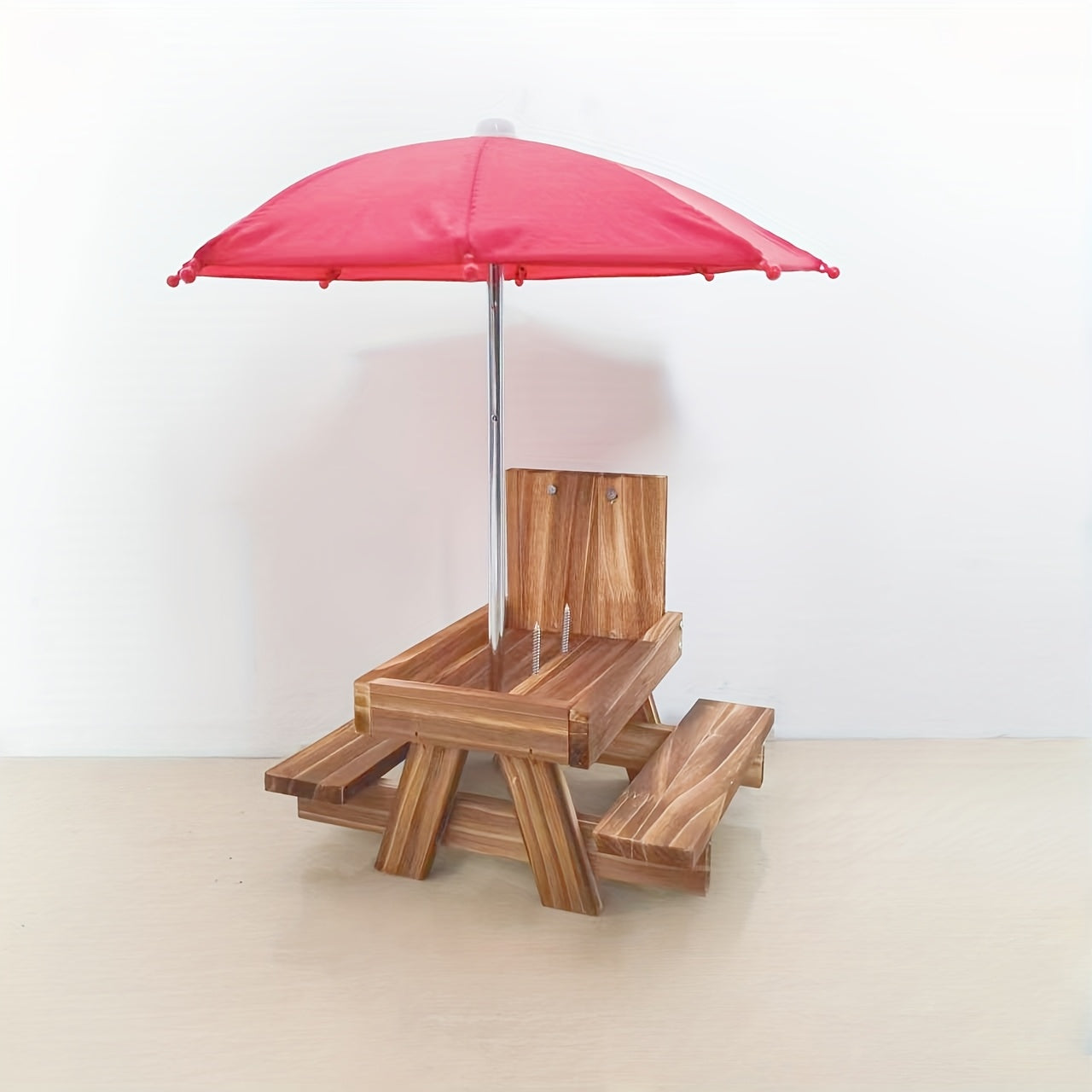 Eichhörnchen-Picknickbank mit Schirm – Automatische Futterstation aus langlebigem Holz
