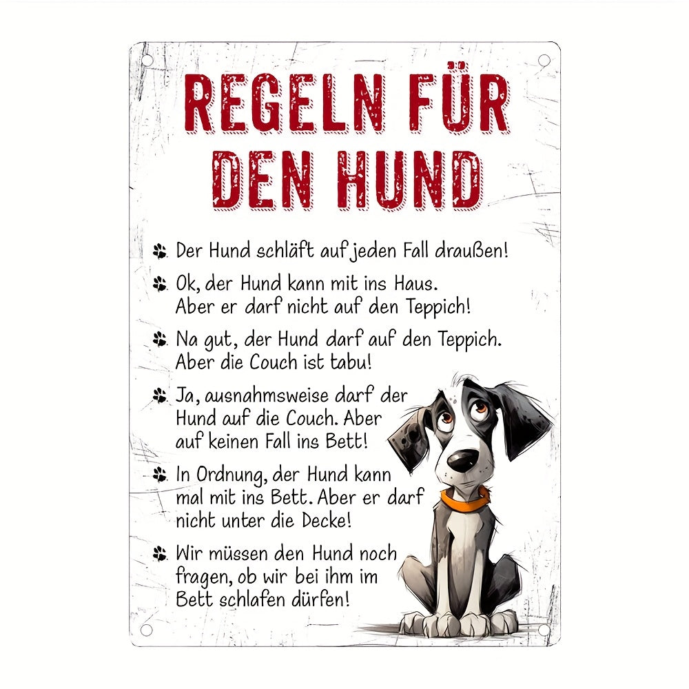 Lustiges Metallschild - Hunderegeln für Besucher