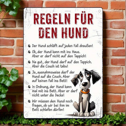 Lustiges Metallschild - Hunderegeln für Besucher